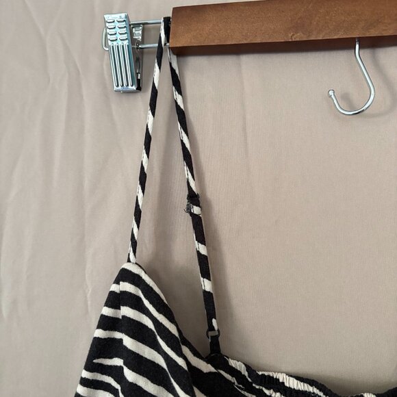 H&M Womens Zebra Print Midi Button Down Spaghetti Strap Dress Size 12 Cozy Smock - Picture 5 of 12